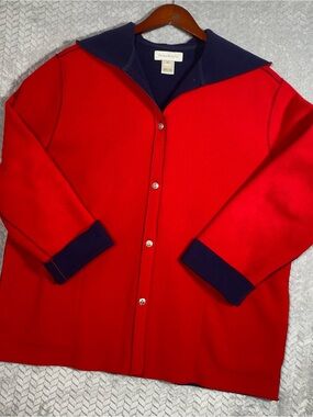 SUSAN BRISTOL XL WOMENS FLEECE HOODIE JACKET “Red Riding Hood Jacket” BUTTON DWN